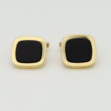 Boutons de manchette - 14 carats Or jaune Onyx