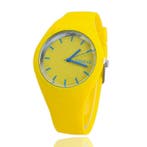 Jelly Horloge Unisex - Kwarts Uurwerk Silicoon Bandje Geel, Verzenden