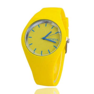 Jelly Horloge Unisex - Kwarts Uurwerk Silicoon Bandje Geel, Verzenden