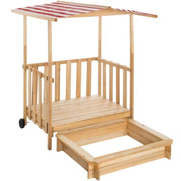 tectake Zandbak met overkapping 106x105x137cm - rood, Verzenden, Nieuw
