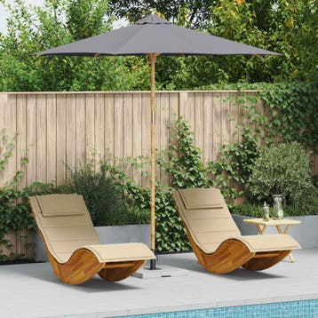vidaXL Tuinparasol Rond Ø 270 x 260 cm Bamboe Donkergrijs, Verzenden, Nieuw