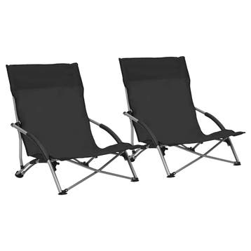 vidaXL Opklapbare stoelen, 2 stuks, zwarte stof, Jardin & Terrasse, Chaises de jardin, Verzenden
