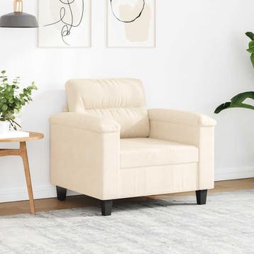 vidaXL Fauteuil 60 cm microvezelstof beige, Verzenden, Nieuw
