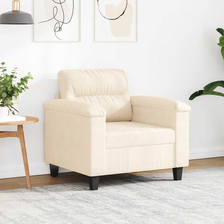 vidaXL Fauteuil 60 cm microvezelstof beige, Huis en Inrichting, Zetels | Zetels, Nieuw, Verzenden