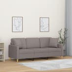 vidaXL Driezitsbank met sierkussens 180 cm stof taupe, Verzenden, Nieuw