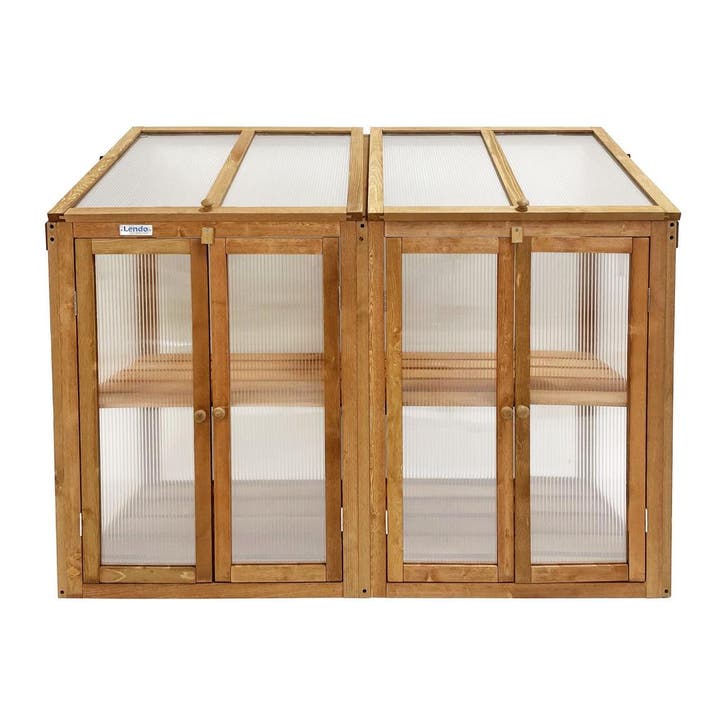 Lendo Online Mini Serre de Culture Bois 120x49x97,5 Marron, Tuin en Terras, Kassen