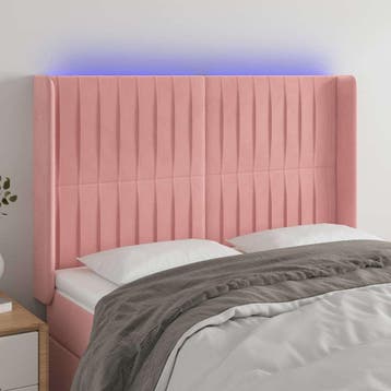 vidaXL Hoofdbord LED 147x16x118/128 cm fluweel roze, Verzenden, Nieuw