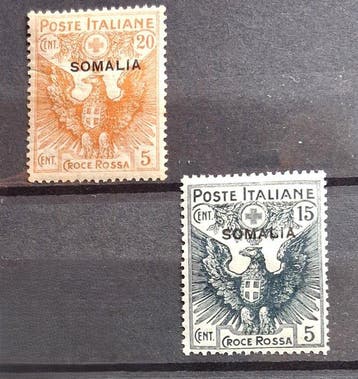 Somalië - 1916 Somalië - Rode Kruis nr. 20/22 met originele, Postzegels en Munten, Gestempeld