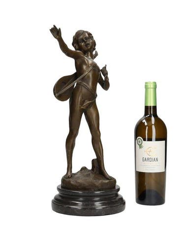 Sculpture, Young cupid - 43 cm - Bronze, Marbre