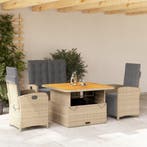 vidaXL 4-delige Tuinset met kussens poly rattan beige, Verzenden, Nieuw, Tuinset