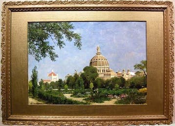 Giuseppe Barison (1853-1931) - Garden scene before the dome