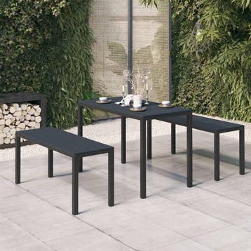 vidaXL 3-delige Tuinset staal en HKC zwart, Tuin en Terras, Verzenden, Nieuw, Tuinset