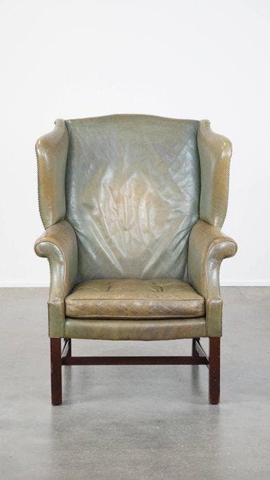 Fauteuil - Rundleer - Fauteuil à oreilles vertes, Antiquités & Art, Curiosités & Brocante