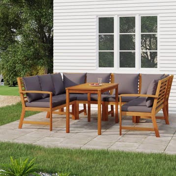 vidaXL 7-delige Tuinset met kussens massief acaciahout, Verzenden, Nieuw, Tuinset