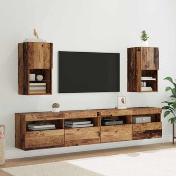vidaXL Wandkasten voor tv 2 pcs Oudhout 30,5 x 30 x 60 cm, Verzenden