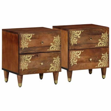 vidaXL Nachtkastje met lade 2 pcs Honing bruin 40 x 33 x 46, Verzenden, Nieuw