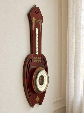 Sierlijke Jugendstil wandbarometer met thermometer –