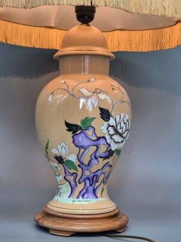 Limoges Tischlampe – Große Designer-Leuchte – Handbemalte
