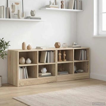 vidaXL Bedkast 2 st Sonoma Eiken 66 x 33 x 48 cm Bewerkt, Verzenden