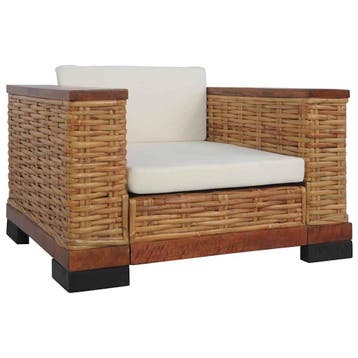 vidaXL Fauteuil met kussens natuurlijk rattan bruin, Huis en Inrichting, Fauteuils, Verzenden, Nieuw