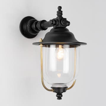 Buitenverlichting wand rond Lindau Muurlamp Hang Zwart, Tuin en Terras, Verzenden, Nieuw