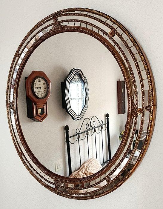 Miroir mural- Vénitien - cristal, laiton - Grand miroir, Huis en Inrichting, Overige Huis en Inrichting