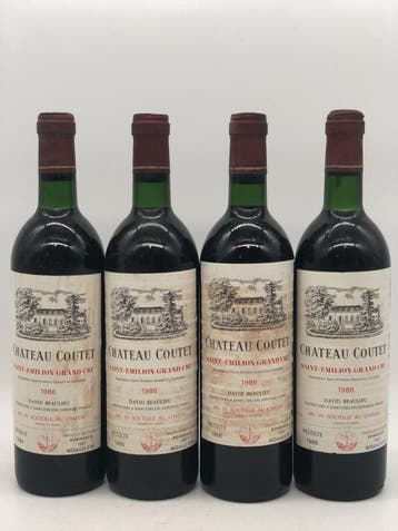4 x 75cl Chateau Coutet AOC St.Emilion GC 1986 (Bordeaux), Ophalen of Verzenden, Nieuw, Frankrijk, Rode wijn