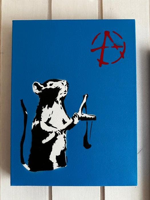 Not Banksy (XX-XXI) - Catapult Rat, Antiquités & Art, Art | Peinture | Moderne