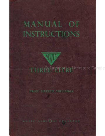 1953 ALVIS TREE LITRE INSTRUCTIEBOEKJE ENGELS