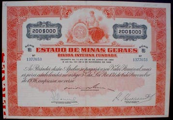 Brazilië. 8 x Brazil, Estado de Minas Gerais 200$000 Reis