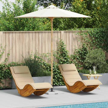 vidaXL Tuinparasol Rond Ø 240 x 260 cm Bamboe Crèmewit, Verzenden, Nieuw