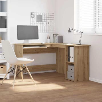 vidaXL Hoekbureau 120x140x75 cm bewerkt hout artisanaal, Huis en Inrichting, Bureaus, Verzenden, Nieuw