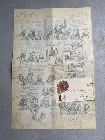 Document - Hergé - Carte de voeux Tintin - Reproduction, Boeken, Nieuw