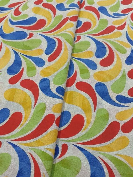 Meubelstof - 5 m - 1.4 m - Katoen druppel multikleur, Antiquités & Art, Tapis & Textile