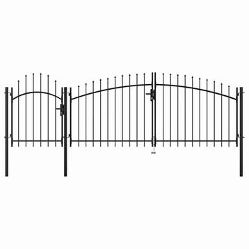 vidaXL Tuinpoort Woerden staal 1,5x4 m zwart, Tuin en Terras, Verzenden, Nieuw