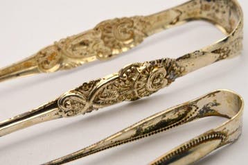 Suikertang (2) - .800 zilver - 1850-1900 - Set van 2 tangen, Antiek en Kunst