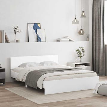 vidaXL Bedframe met hoofdeinde wit 140x200 cm, Verzenden, Nieuw