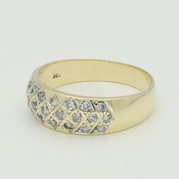 Ring - 14 karaat Geel goud Diamant (Natuurlijk)