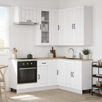 vidaXL Keukenblok LUCCA 8 st Wit Bewerkt hout, Verzenden, Nieuw