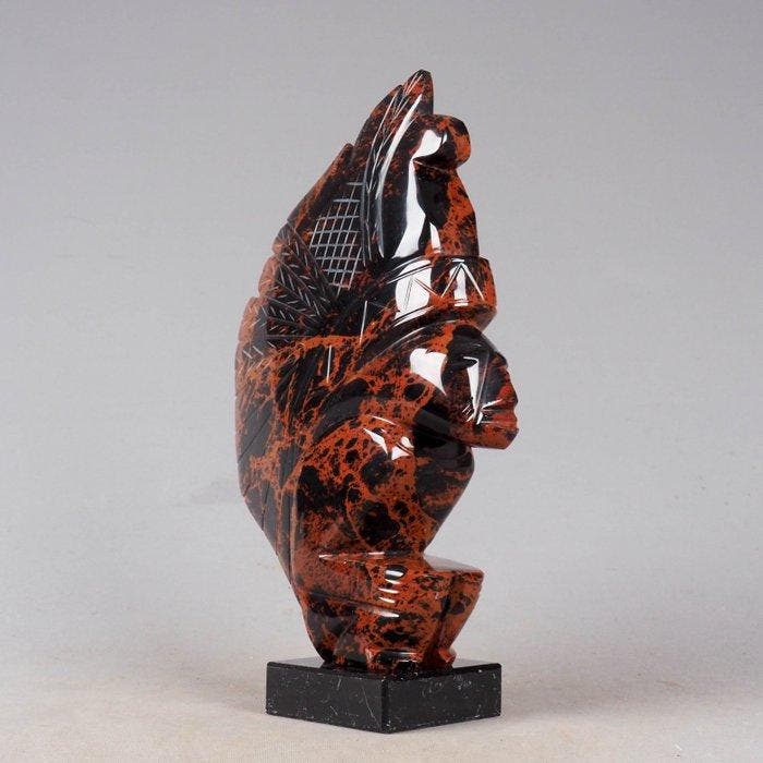 Groot handgeslepen Mahonie Obsidiaan krijger – 24,5 cm –, Antiquités & Art, Art | Art non-occidental
