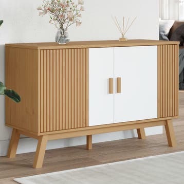 vidaXL Dressoir OLDEN 114x43x73,5 cm massief grenenhout wit, Verzenden