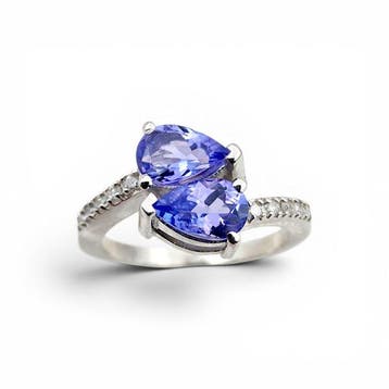 Sans prix de réserve - Bague Argent - Tanzanite & Diamonds