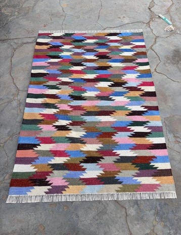 Vlakgeweven tapijt - Loper - 180 cm - 120 cm - Veelkleurige, Nieuw