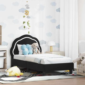 vidaXL Peuterbedframe met hoofdboard Zwart 70 x 140 cm, Verzenden, Nieuw