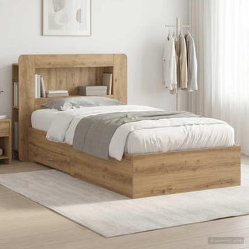 vidaXL Bedombouw met opslag Artisanaal eiken 80 x 200 cm, Verzenden, Nieuw