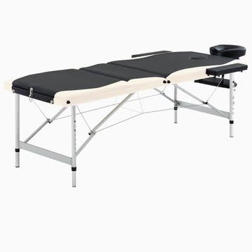 vidaXL Massagetafel inklapbaar 3 zones aluminium zwart en, Verzenden
