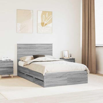 vidaXL Bedframe met lade Grijs Sonoma 120 x 190 cm, Verzenden, Nieuw