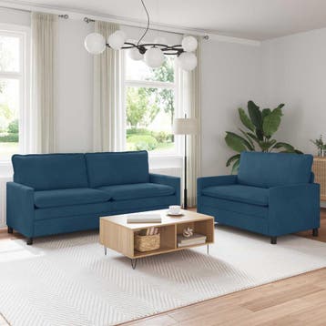 vidaXL bank / zetelstel 2 st Blauw Fluweel, Verzenden, Nieuw