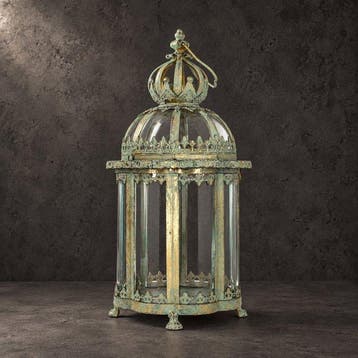 Lanterne - Verre, Métal - Lanterne ronde verte