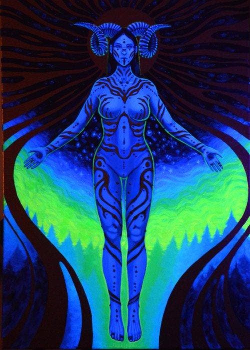 Tauritari - LÉveil de la Gardienne Astrale, Antiek en Kunst, Kunst | Schilderijen | Modern